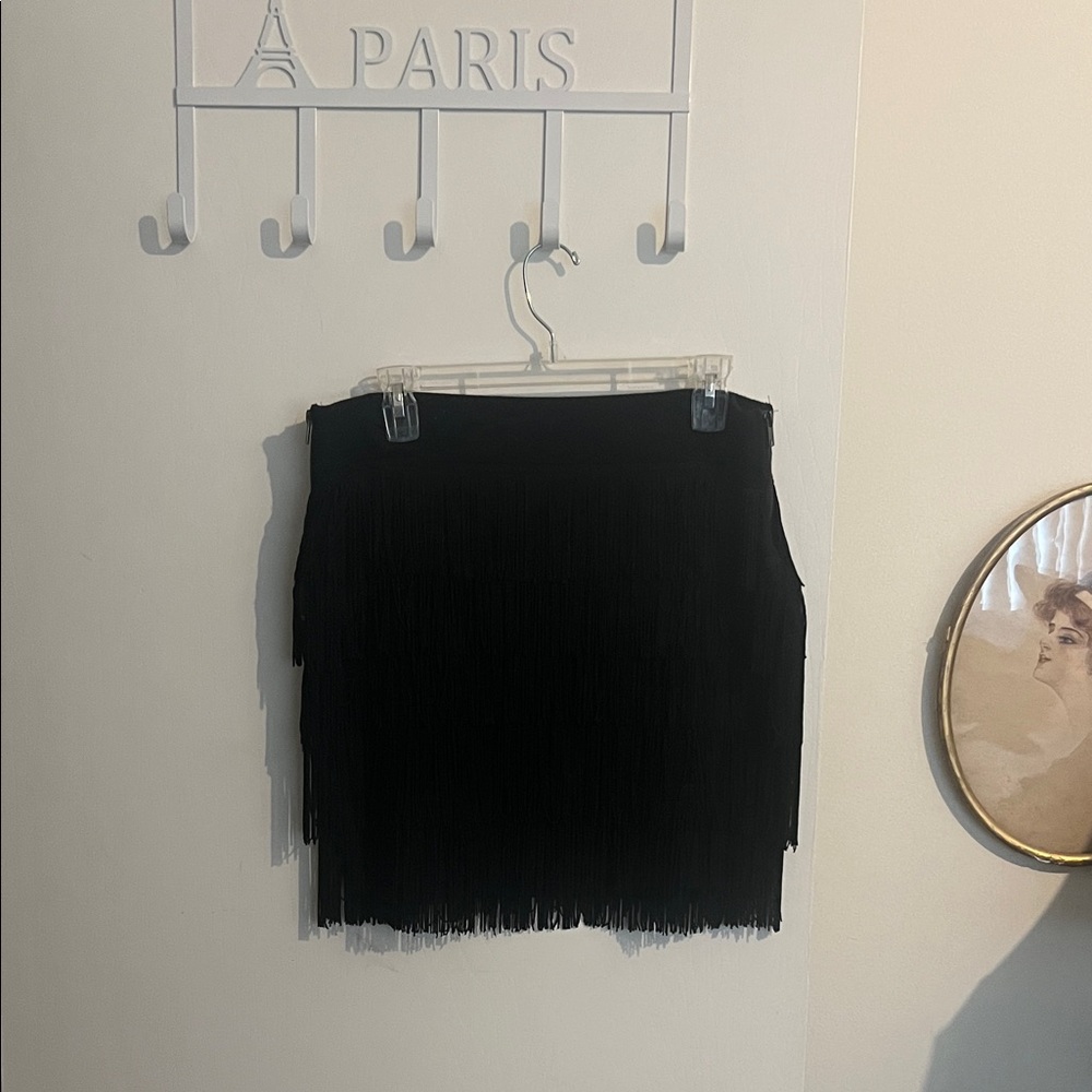 BCBGeneration Black Fringe Mini Skirt